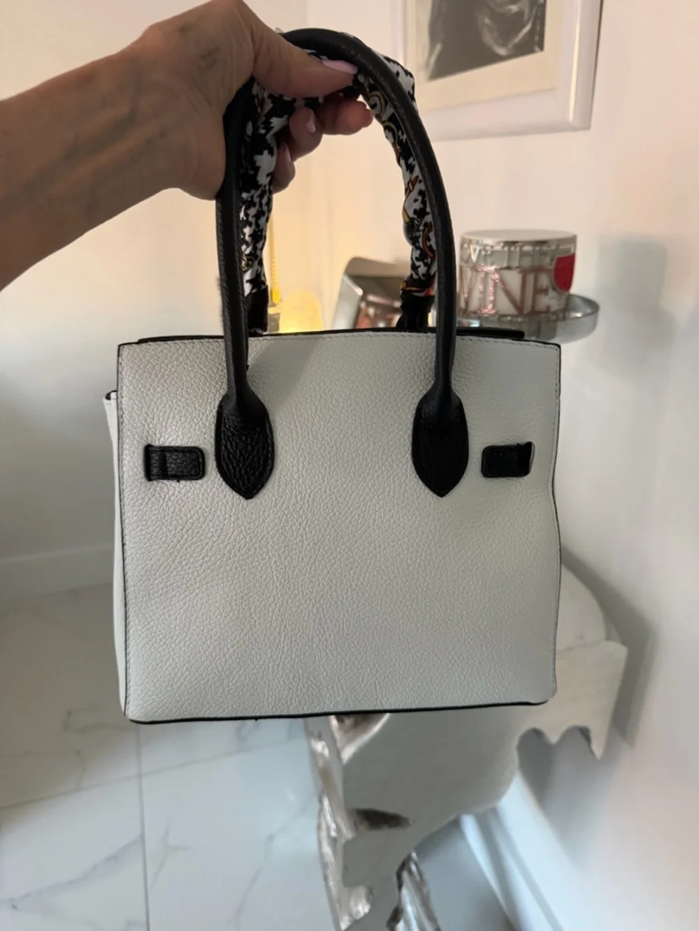 Classic Women's Top-Handle Bag in White and Black
